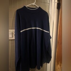 Men's Navy Blue Sweater with White Stripe